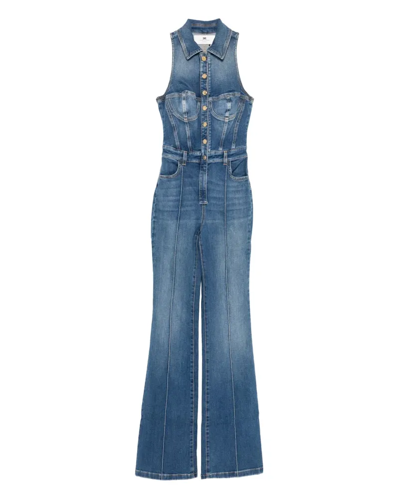Elisabetta Franchi Jeans-Jumpsuit mit Knopfverschluss - Blau Blau