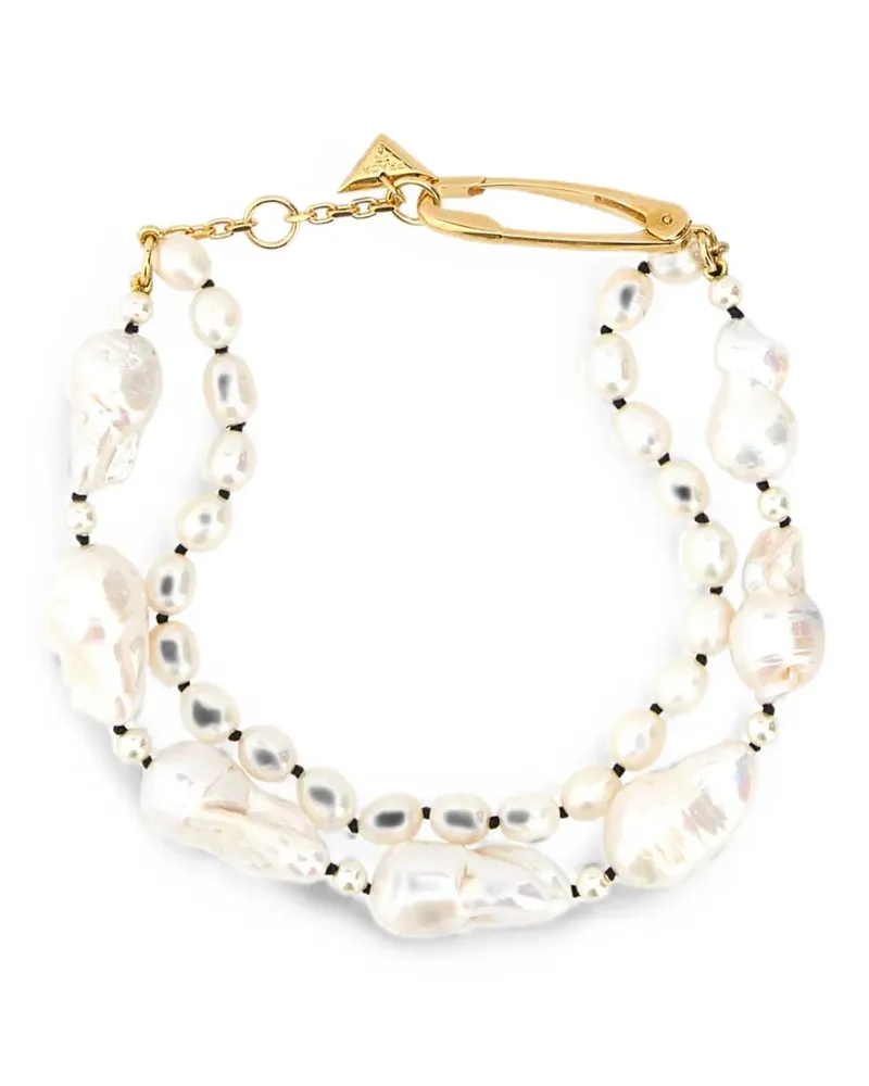 Prada pearl and safety-pin anklet - Gold Gold