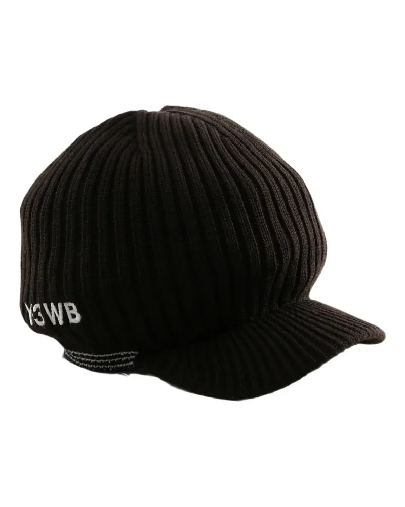 Wales Bonner Y3 ribbed-knit peaked cap - Braun Braun
