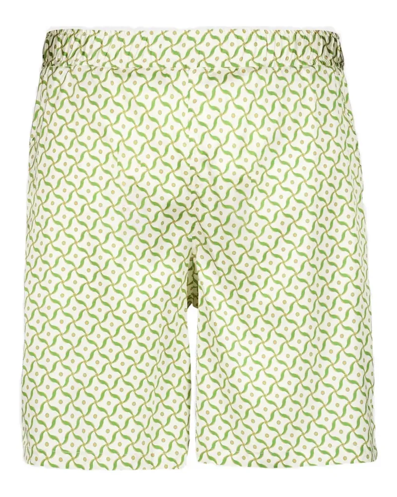 Frescobol Carioca Seidenshorts mit Lotus-Print - Grün Grün