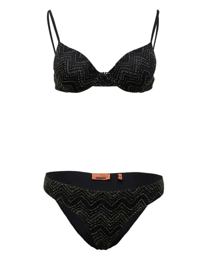 Missoni Lurex-Bikini mit Zickzackmuster - Schwarz Schwarz