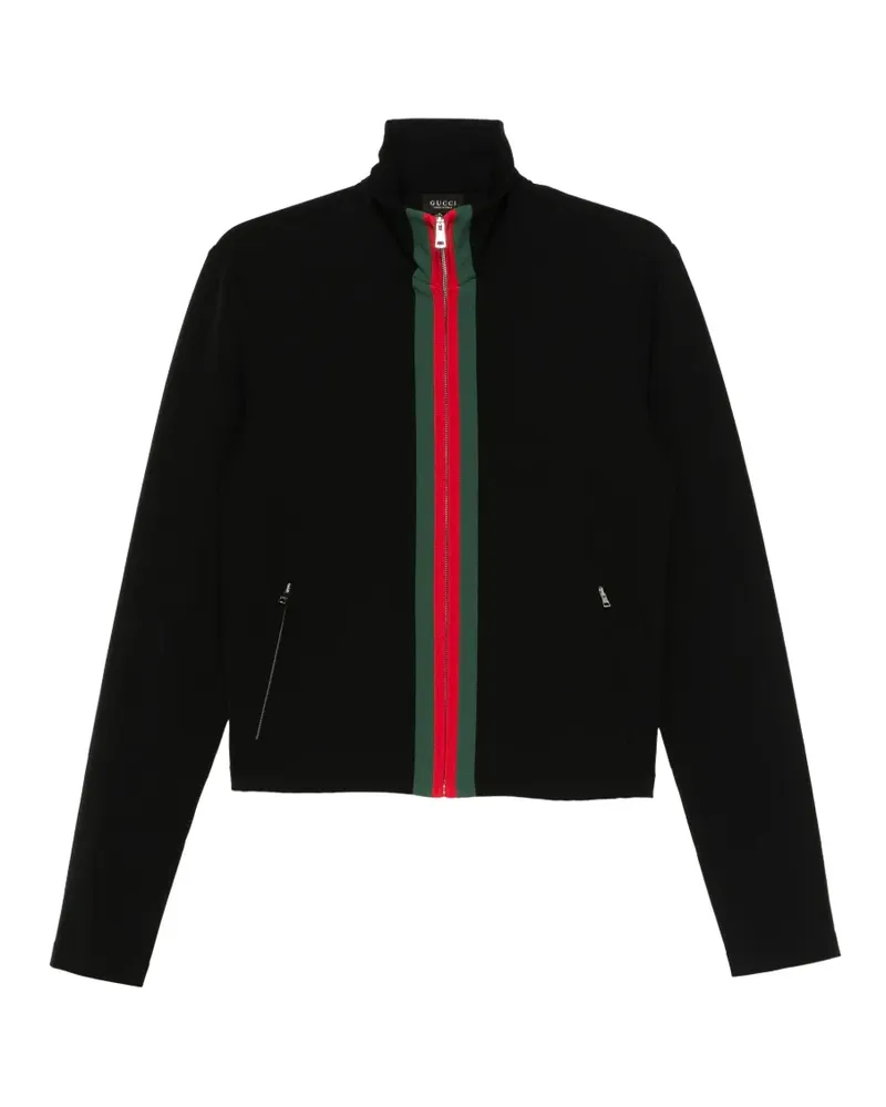 Gucci stretch nylon zip jacket with Web - Schwarz Schwarz