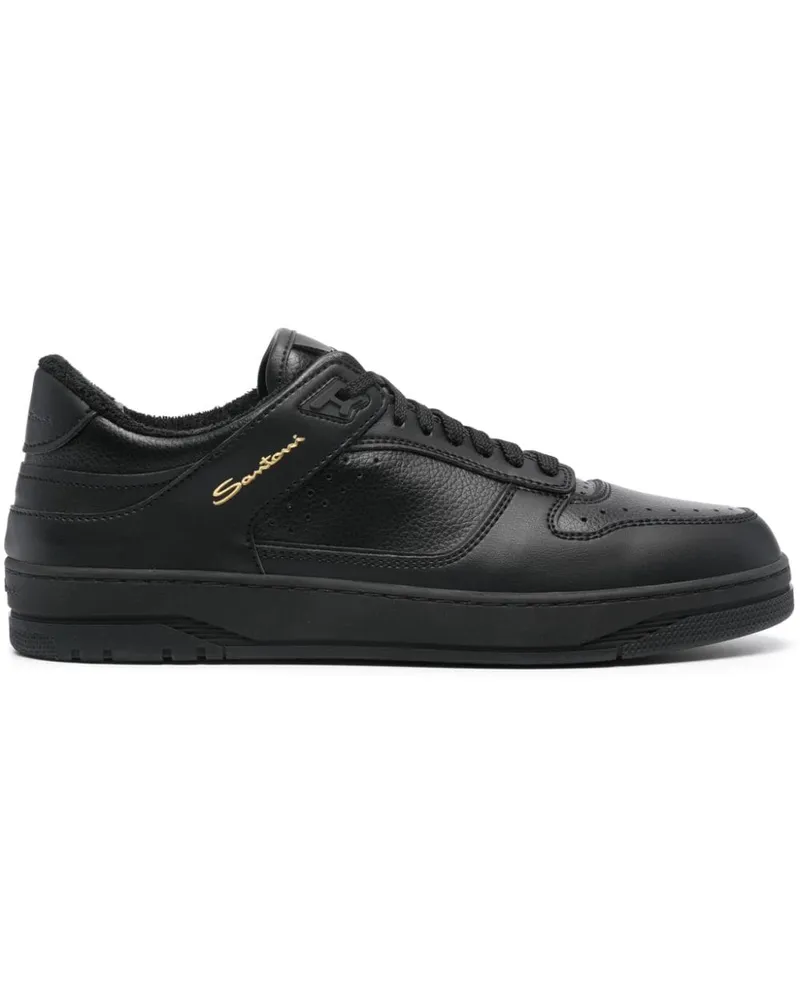 Santoni Sneakers mit Logo-Print - Schwarz Schwarz