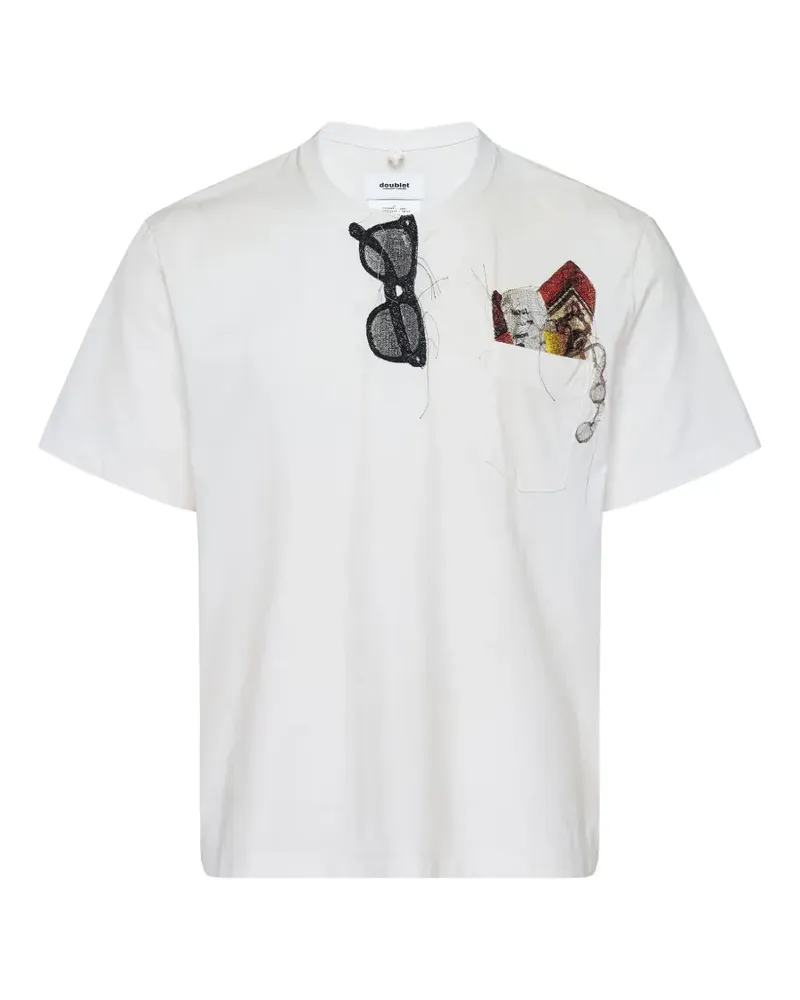 Doublet T-Shirt mit Trompe oeil-Stickerei - Weiß Weiß