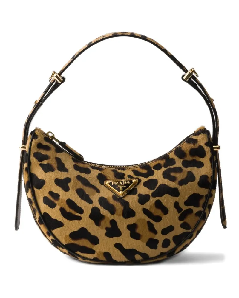 Prada mini Arqué printed leather shoulder bag - Nude Nude