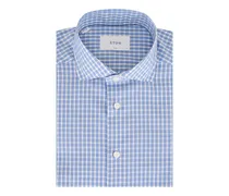 Kariertes Button-down-Hemd - Blau