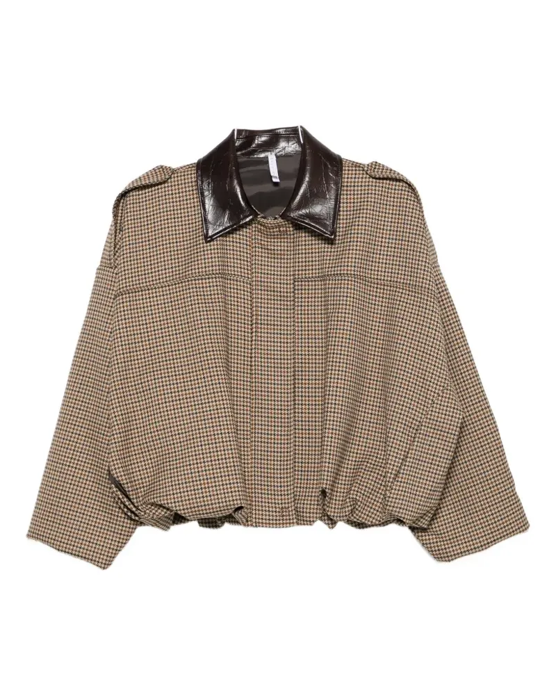 IMPERIAL houndstooth-pattern contrast-collar jacket - Braun Braun