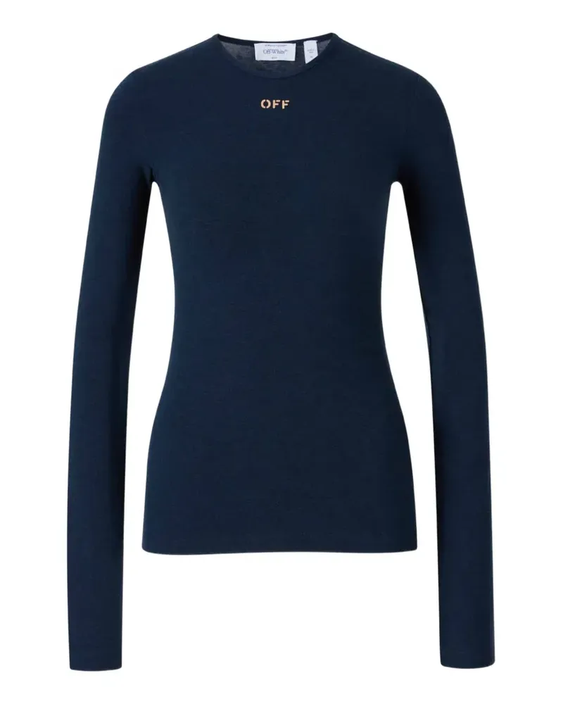 OFF-WHITE logo-print long-sleeve T-shirt - Blau Blau