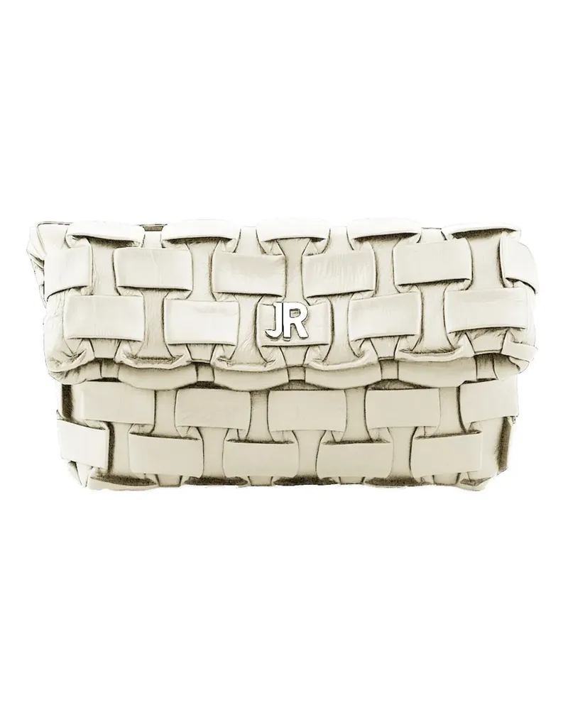 John Richmond woven-design logo-plaque clutch bag - Nude Nude