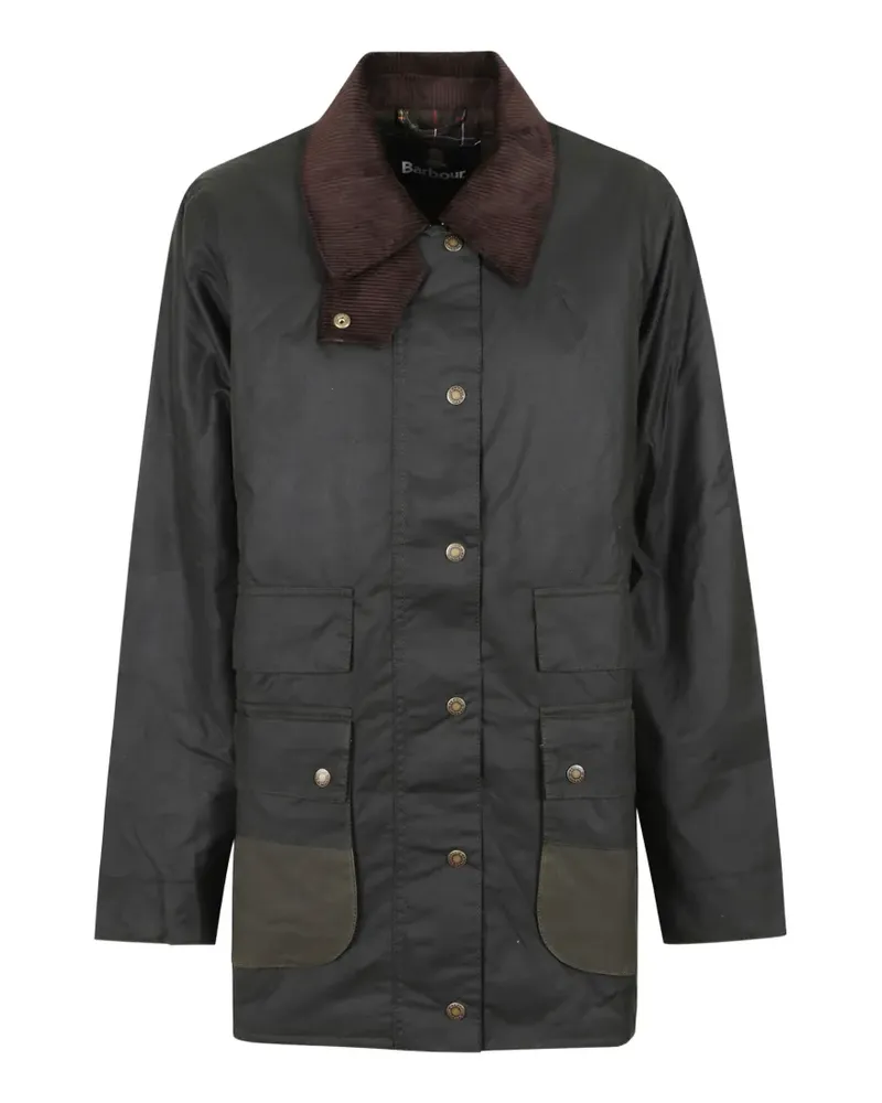 Barbour Modern Border corduroy-collar waxed coat - Grün Grün