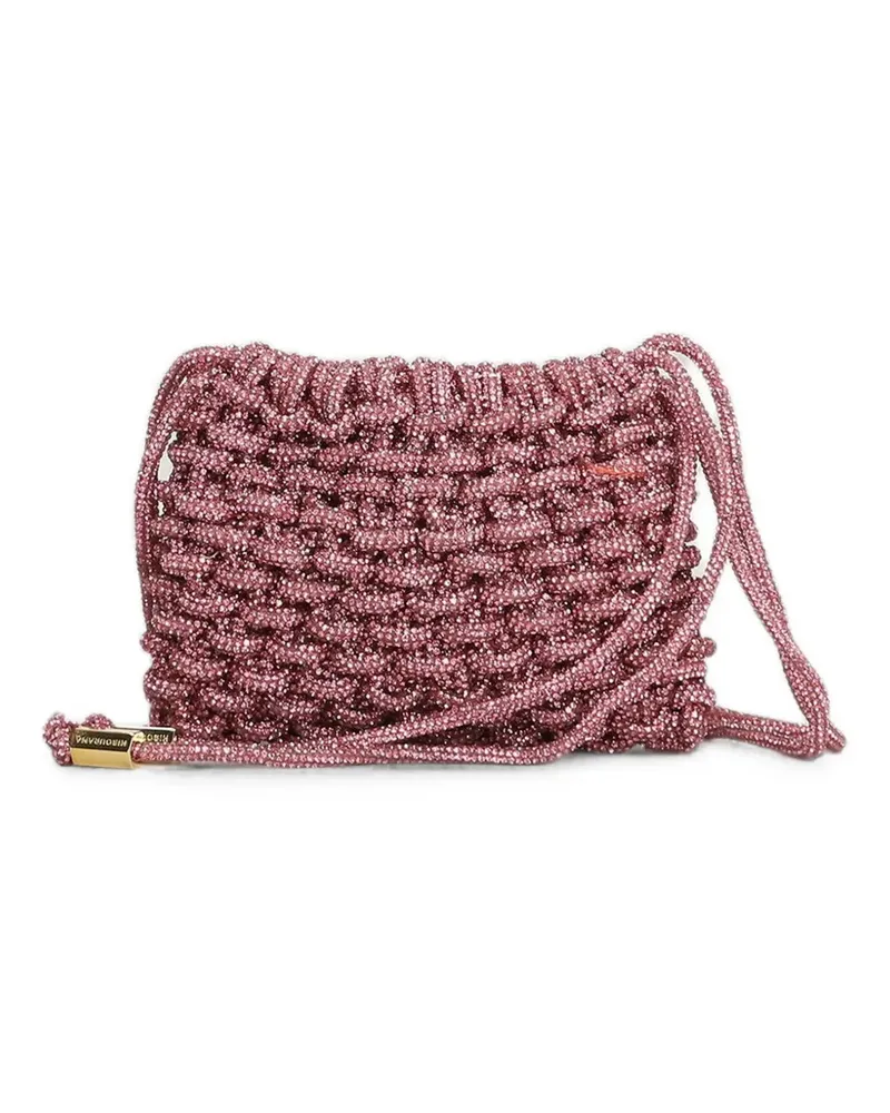 HIBOURAMA Mini Penelope Schultertasche mit Kristallen - Rosa Rosa