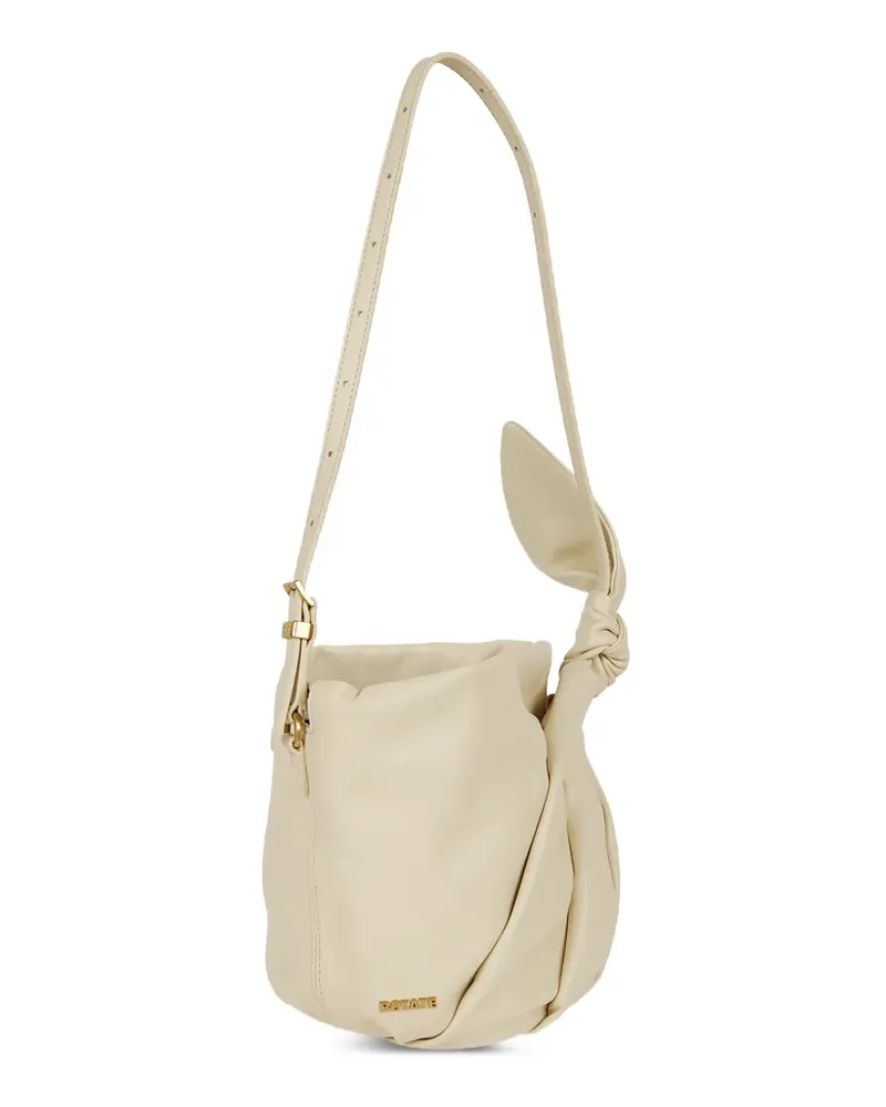 ROTATE Birger Christensen knot-detail gathered clutch bag - Nude Nude
