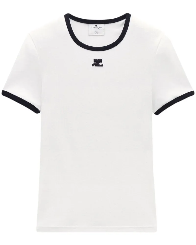 Courrèges T-Shirt mit Kontrastdetails - Weiß Weiß