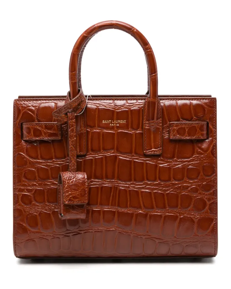 Saint Laurent Sac de Jour Tote Bag mit Kroko-Prägung - Braun Braun