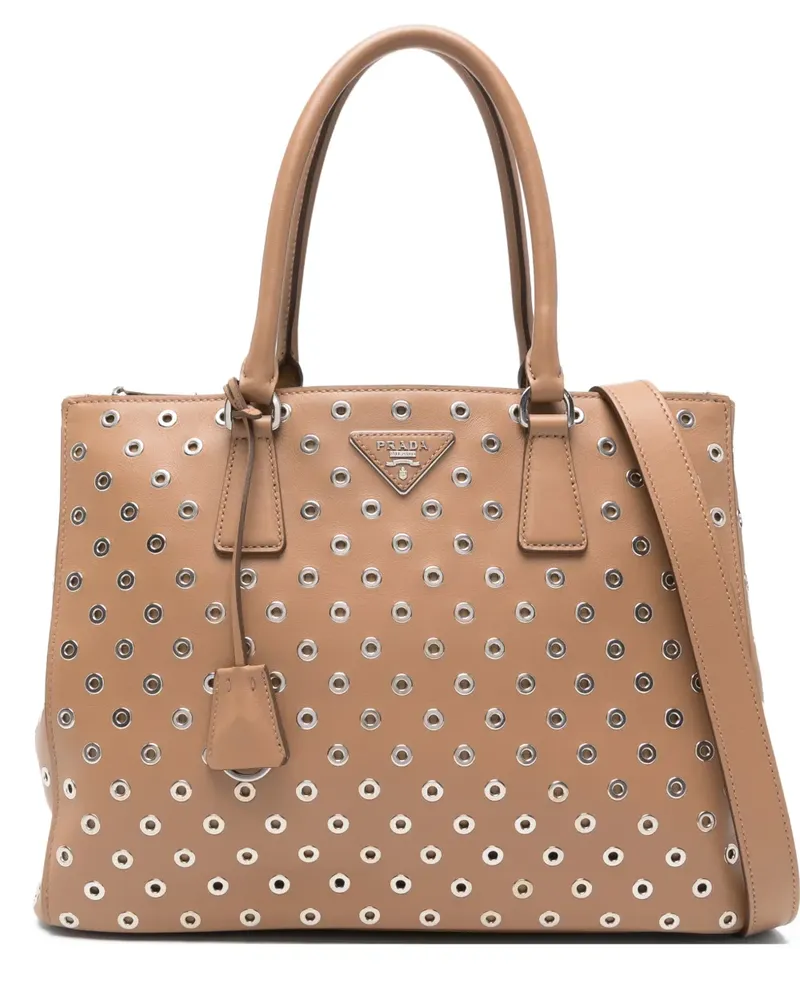 Prada Galleria eyelet-embellishment tote bag - Braun Braun