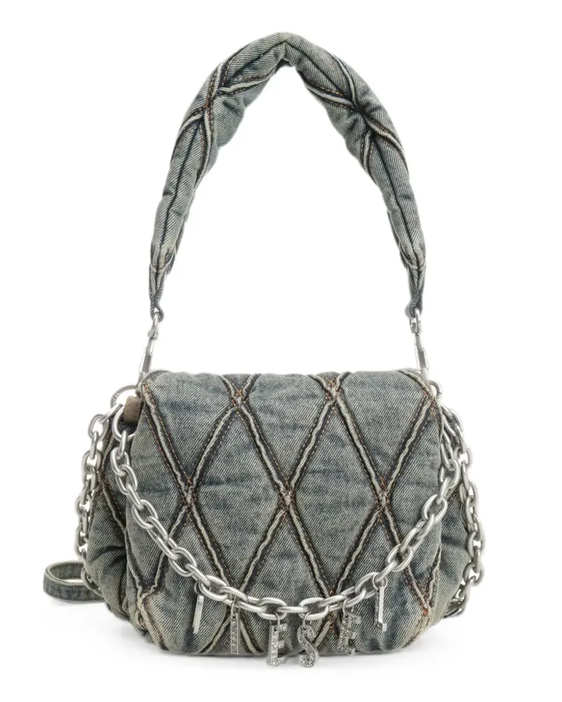 Diesel small Charm-D denim shoulder bag - Blau Blau