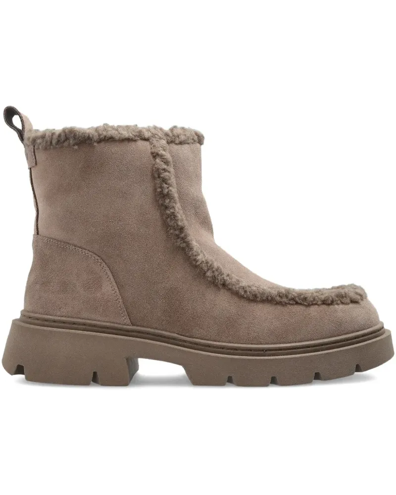 INUIKII shearling-trim ankle boots - Nude Nude