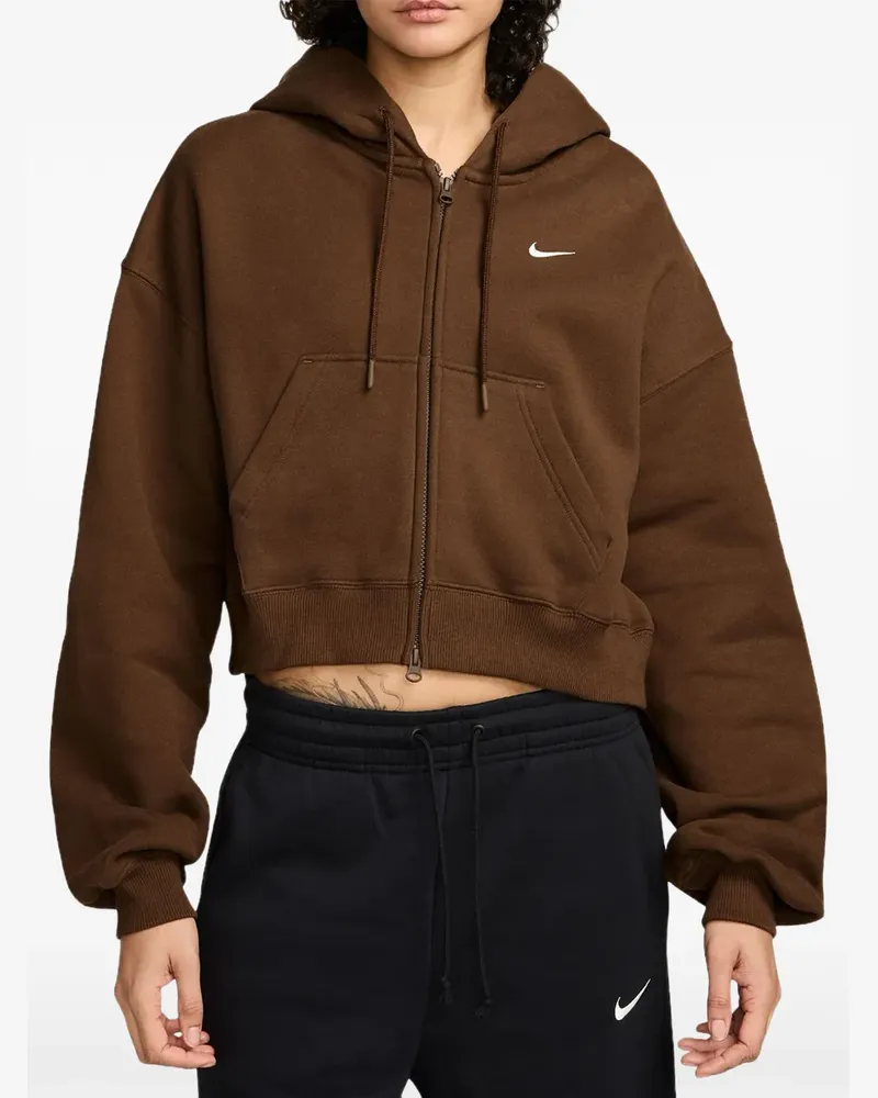 Nike Studio Fleece Cropped-Hoodie - Braun Braun