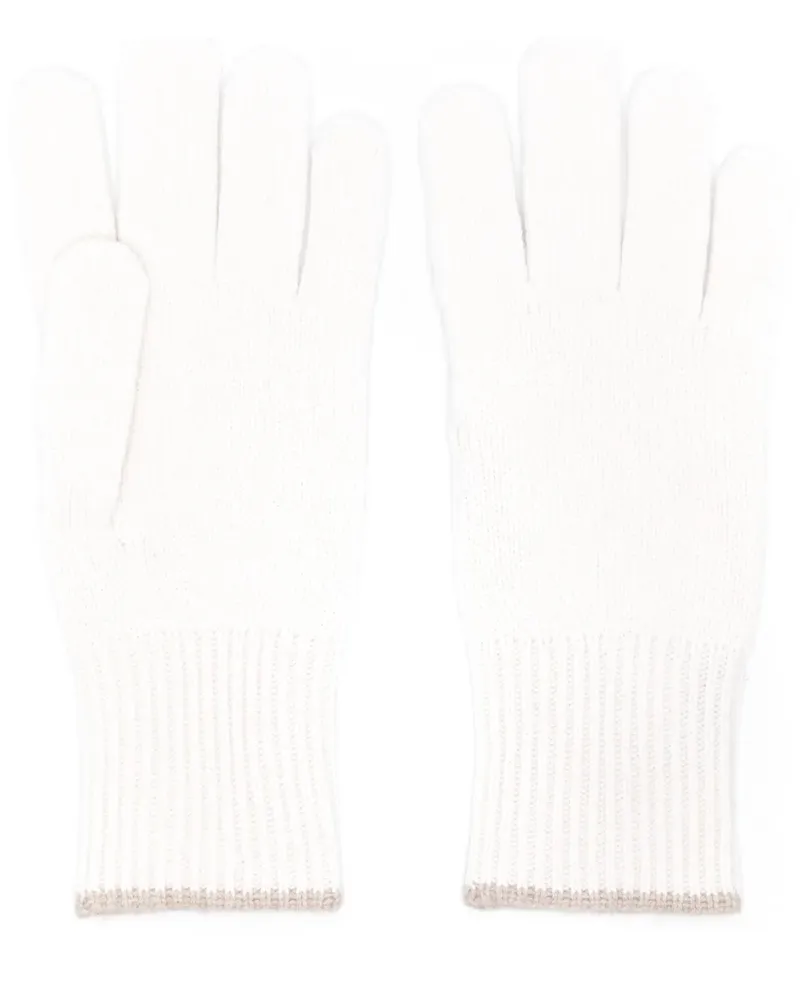 Brunello Cucinelli Handschuhe aus Kaschmir mit Kontrastdetails - Weiß Weiß