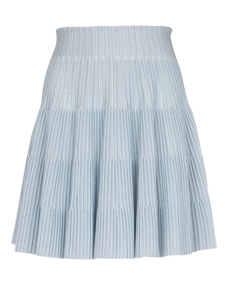 Balmain Midirock aus geripptem Strick - Blau Blau