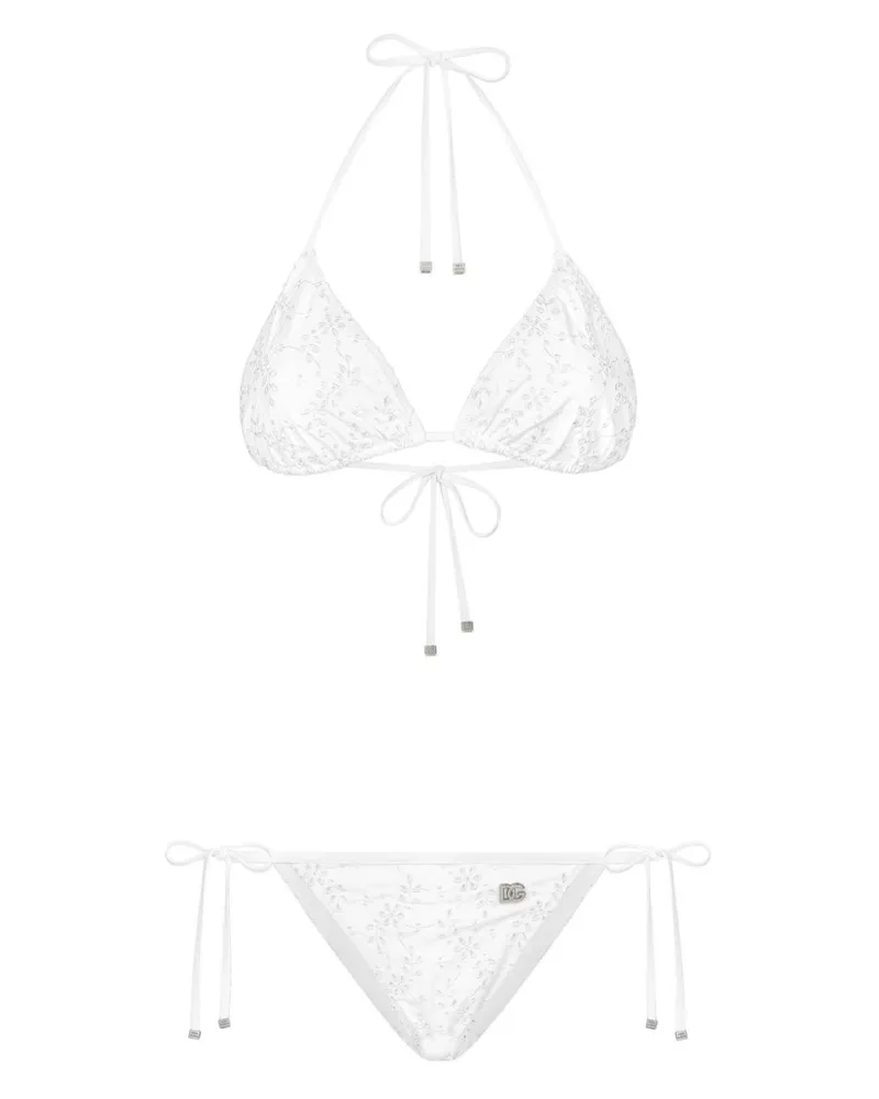 Dolce & Gabbana Bikini mit Lochstickerei - Weiß Weiß
