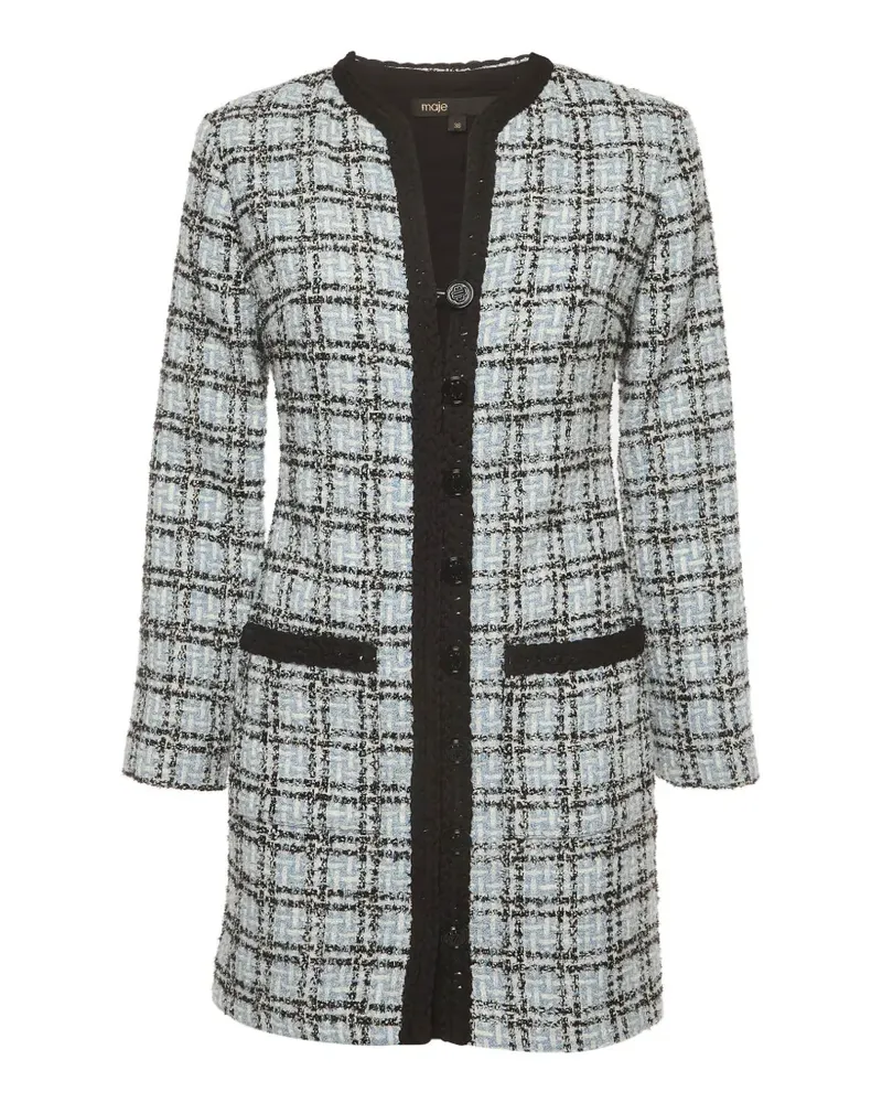 Maje tweed long-sleeve mini dress - Blau Blau