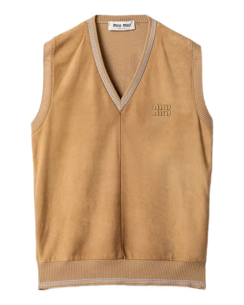 Miu Miu V-neck ribbed-knit vest - Braun Braun