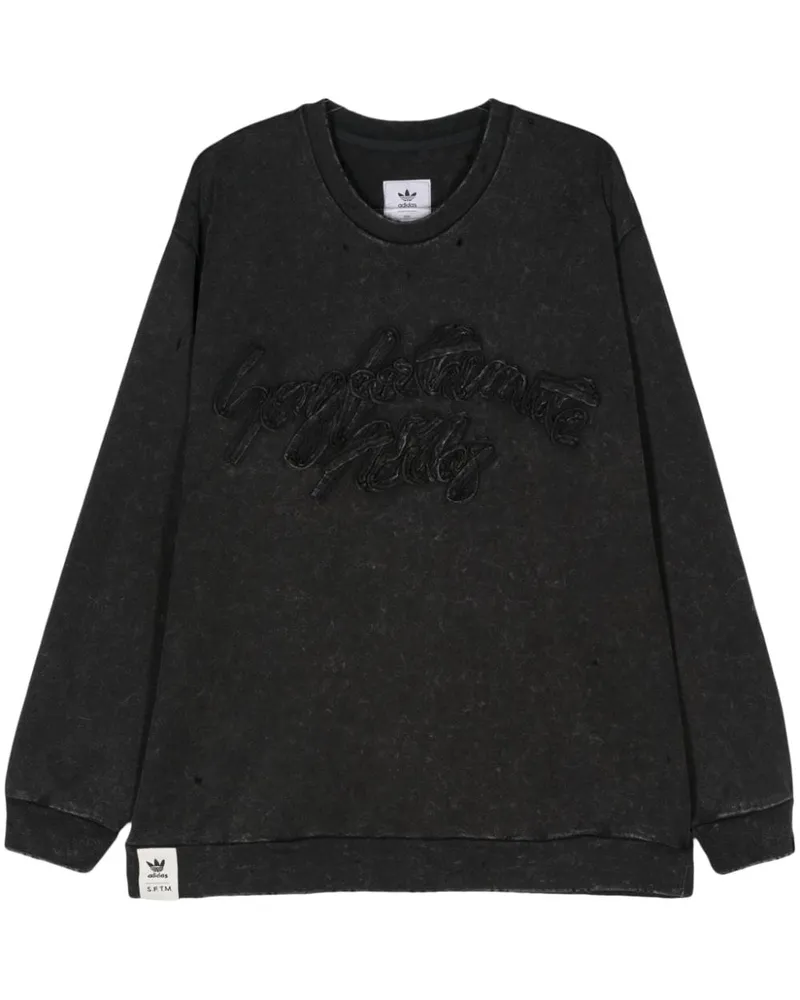 adidas Sweatshirt mit Schriftzug-Applikation - Schwarz Schwarz