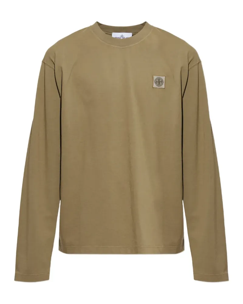 Stone Island Langarmshirt mit Logo-Patch - Grün Grün
