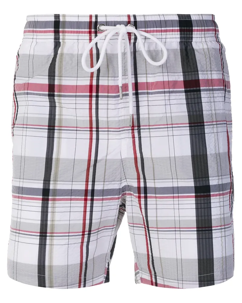 Moncler Badeshorts mit Karomuster - Weiß Weiß