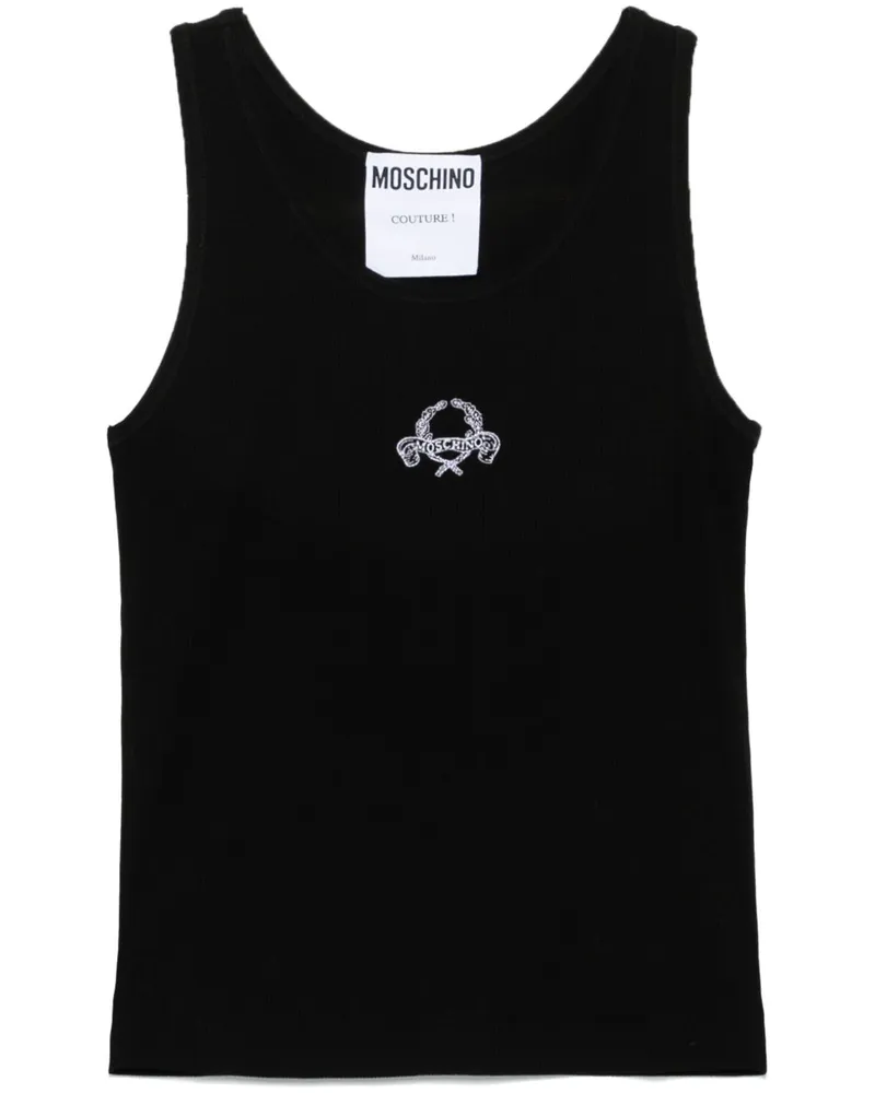 Moschino Top mit Logo-Stickerei - Schwarz Schwarz