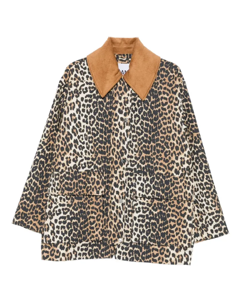 Ganni Bomberjacke mit Leoparden-Print - Braun Braun