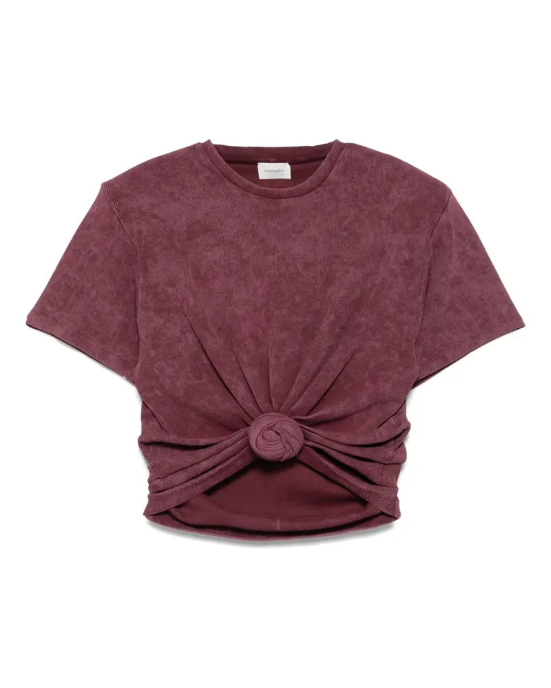 Magda Butrym Geknotetes T-Shirt mit rundem Ausschnitt - Violett Violett