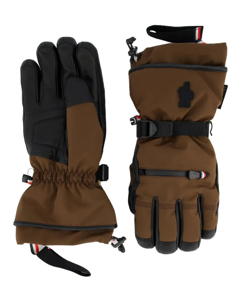 Moncler padded leather-trim gloves - Braun Braun