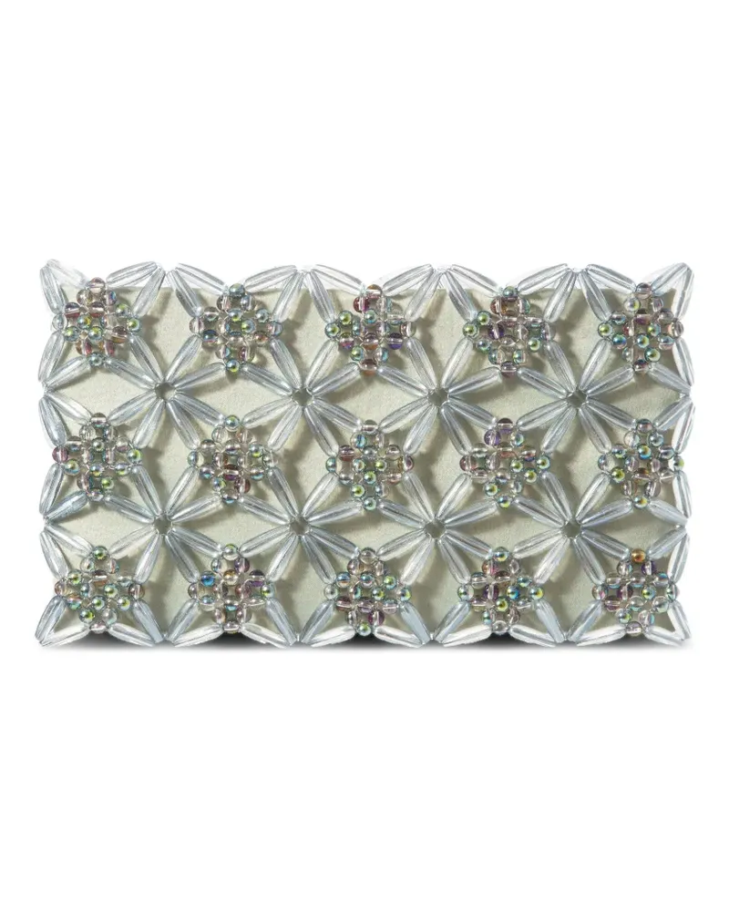 0711 Clutch mit Perlen - Grau Grau