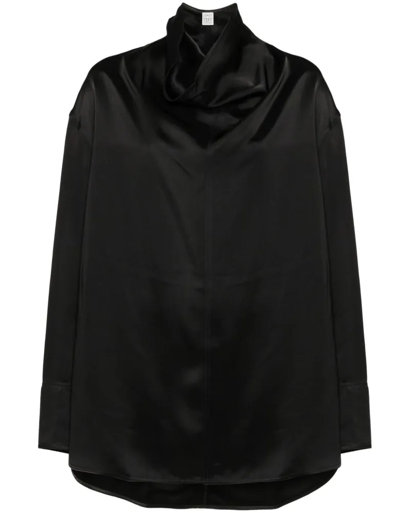 Totême Satinbluse mit Stehkragen - Schwarz Schwarz
