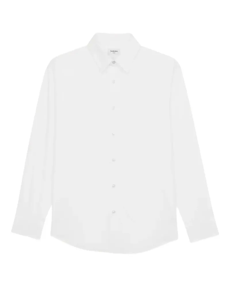 Saint Laurent Gestreiftes Cassandre Hemd - Weiß Weiß