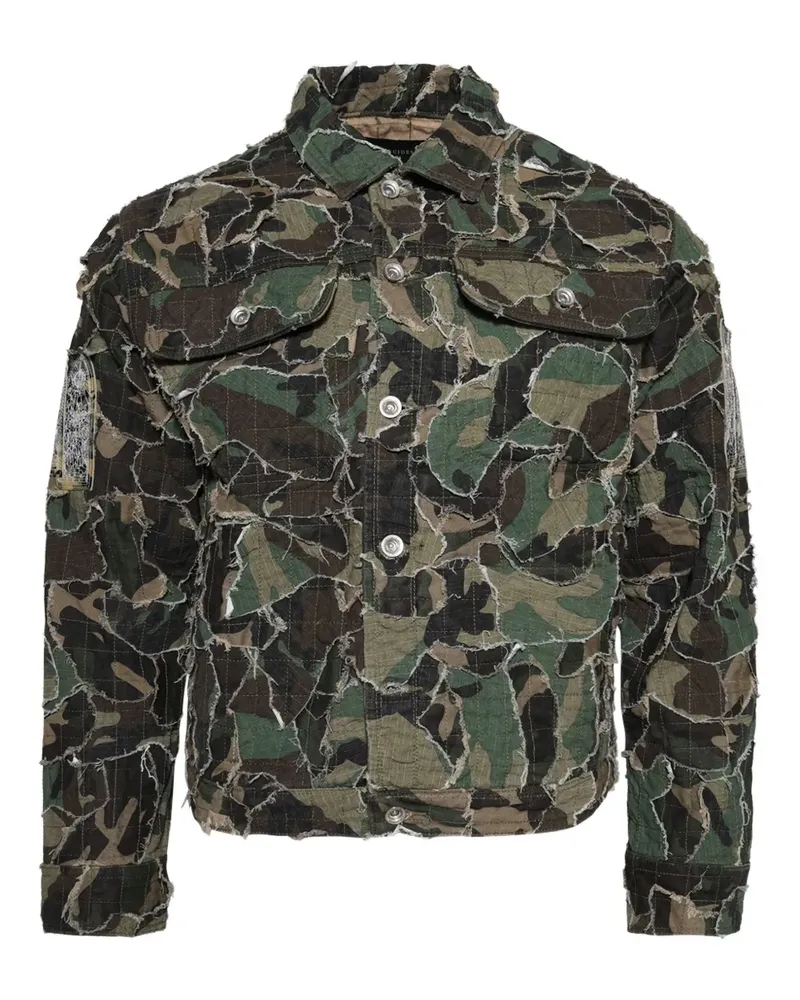 WHO DECIDES WAR Hemdjacke mit Camouflage-Print - Grün Grün