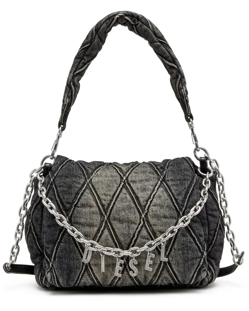 Diesel Charm-D Schultertasche mit Logo - Schwarz Schwarz