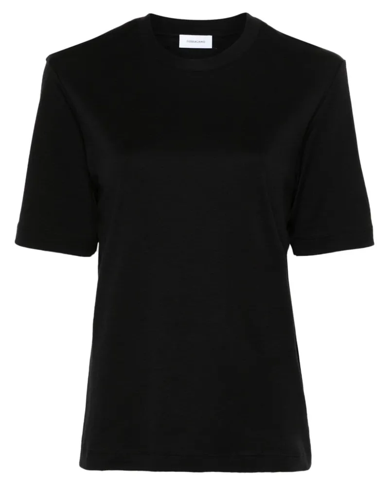 Ferragamo T-Shirt mit Logo-Patch Schwarz