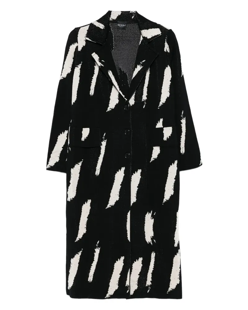 NEERA Einreihiger Brushstroke Mantel - Schwarz Schwarz