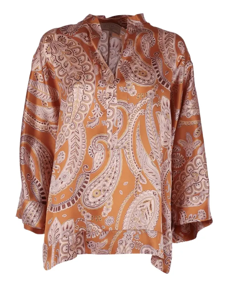 Antonelli Firenze paisley-pattern silk blouse - Orange Orange
