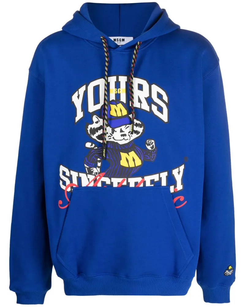 MSGM Hoodie mit grafischem Print Blau