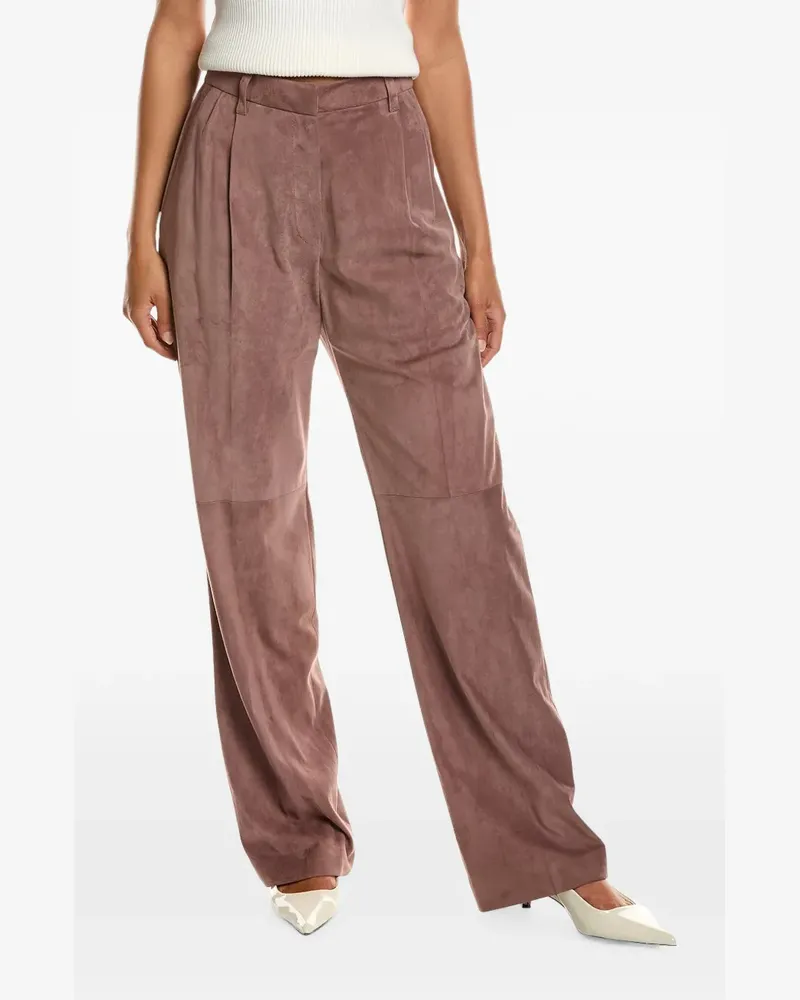 Brunello Cucinelli pleated suede trousers - Braun Braun