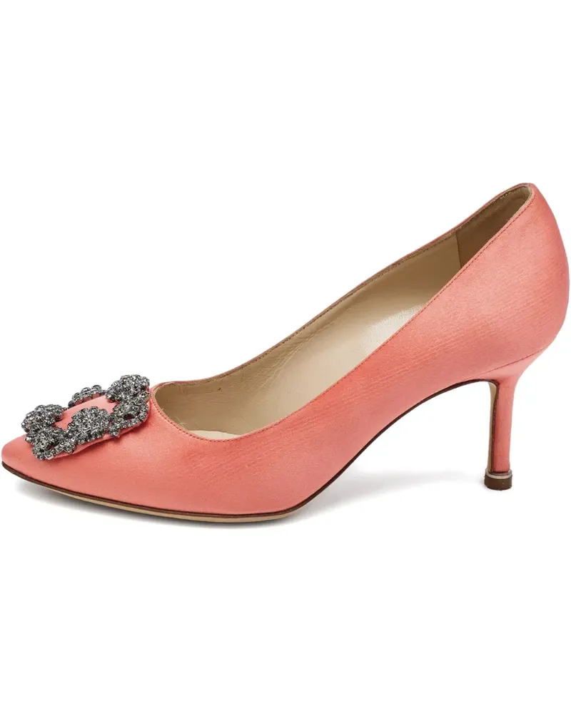 Manolo Blahnik 2024 Crystal Buckle Pumps aus Satin - Rosa Rosa