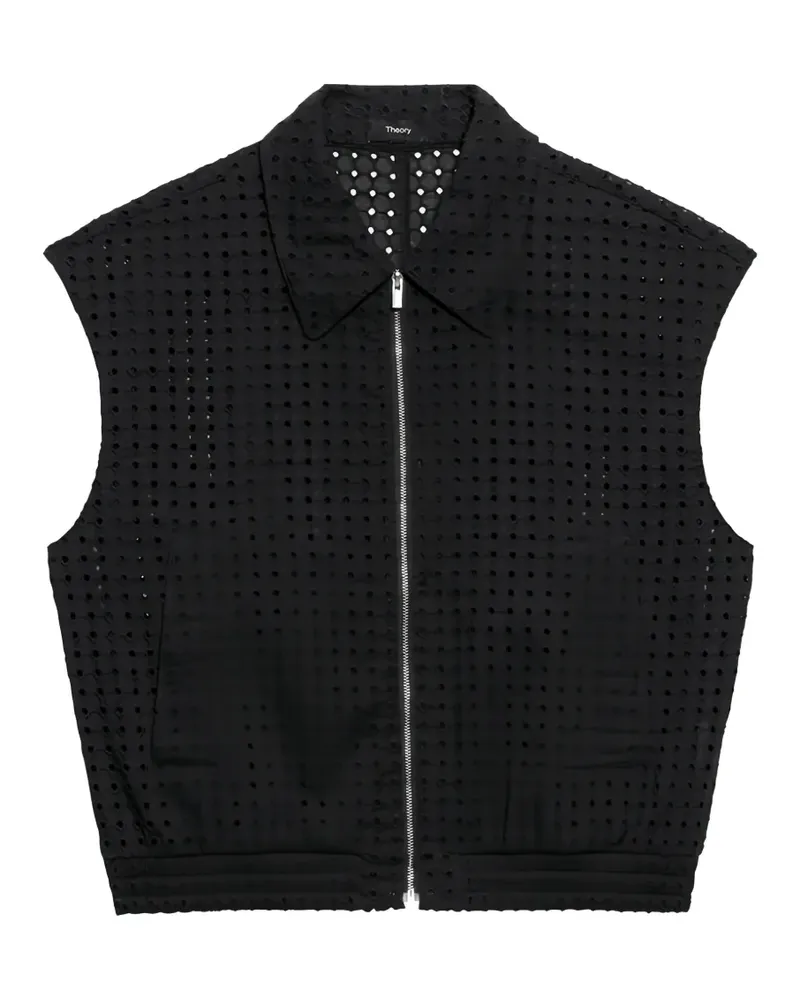 Theory broderie-anglaise zip-up gillet - Schwarz Schwarz