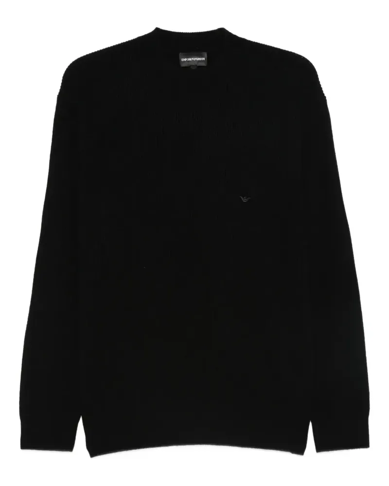 Emporio Armani Gerippter Pullover - Schwarz Schwarz