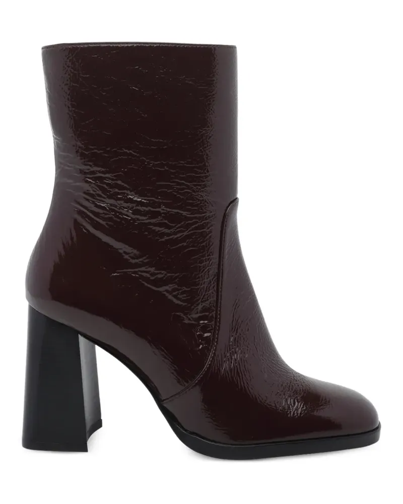 Stuart Weitzman Stiefeletten mit Blockabsatz in Lackoptik - Rot Rot