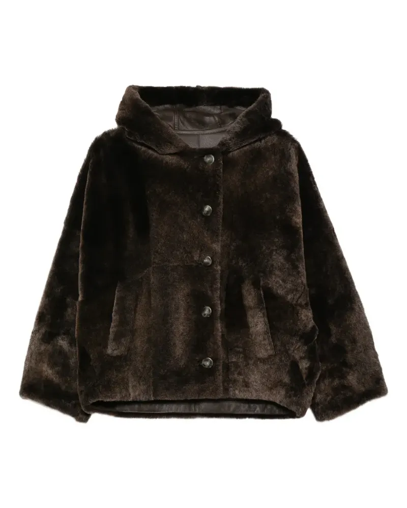 Yves Salomon Kapuzenjacke mit Knöpfen - Braun Braun