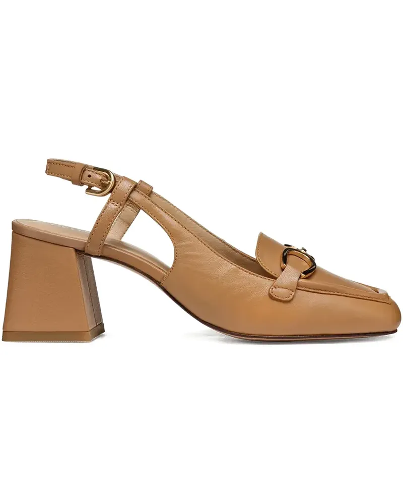 Geox buckle strap calf leather pumps - Nude Nude